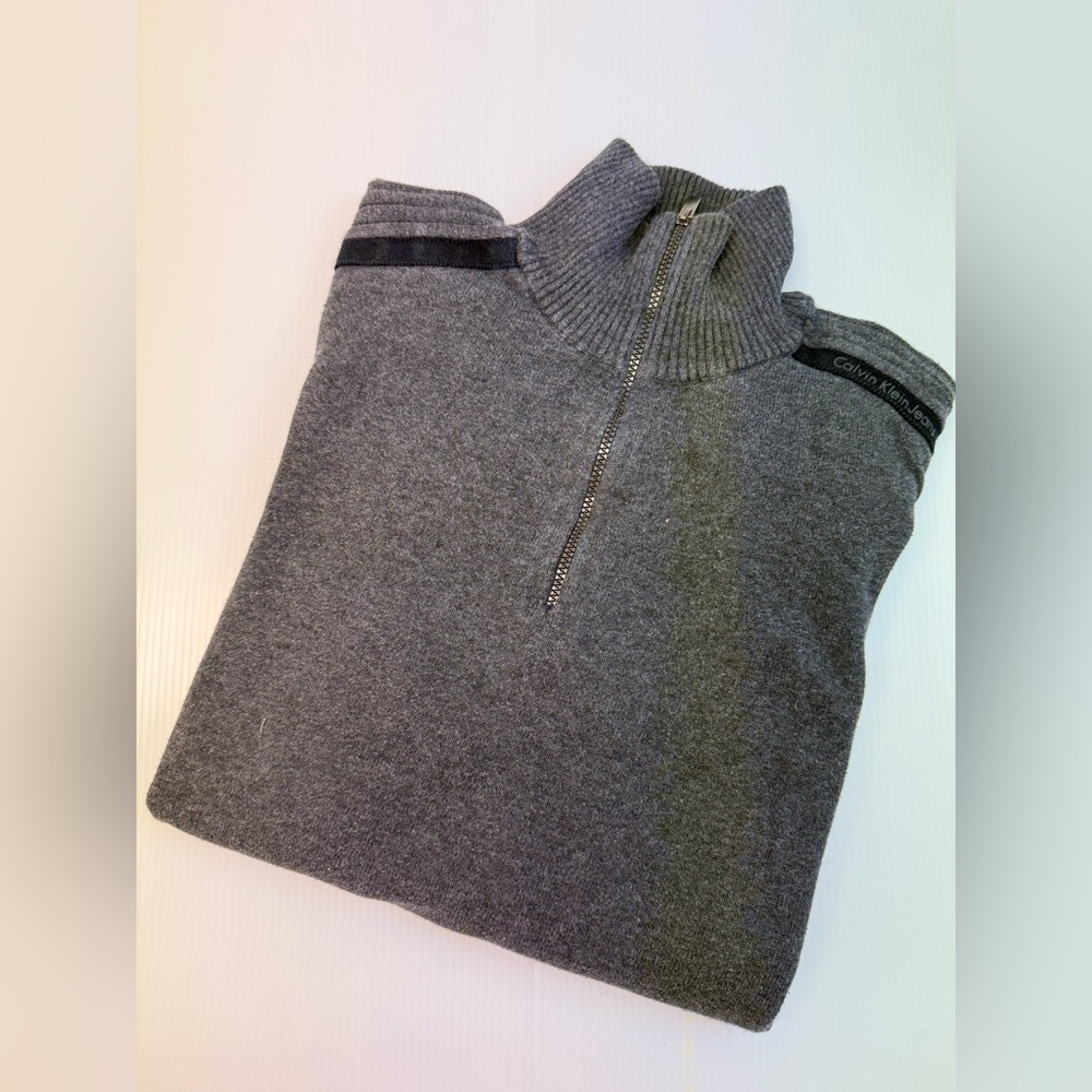 T306- Calvin Klein Jeans Charcoal Zip-Up Sweater